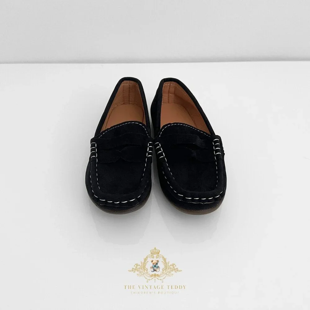 NWT Handsome Boys Vintage Style Classic Loafers Cute Children's Shoes Black 1